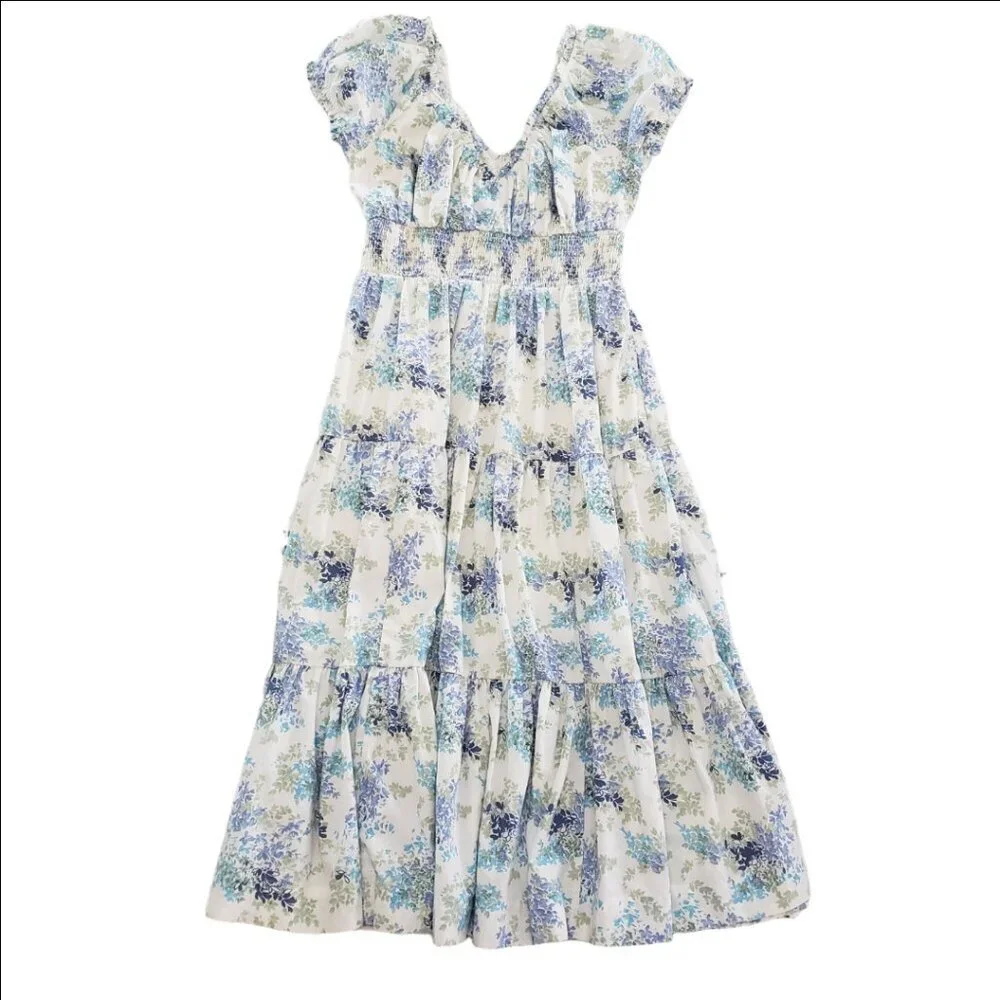 Abercrombie Floral Smocked Midi Dress L